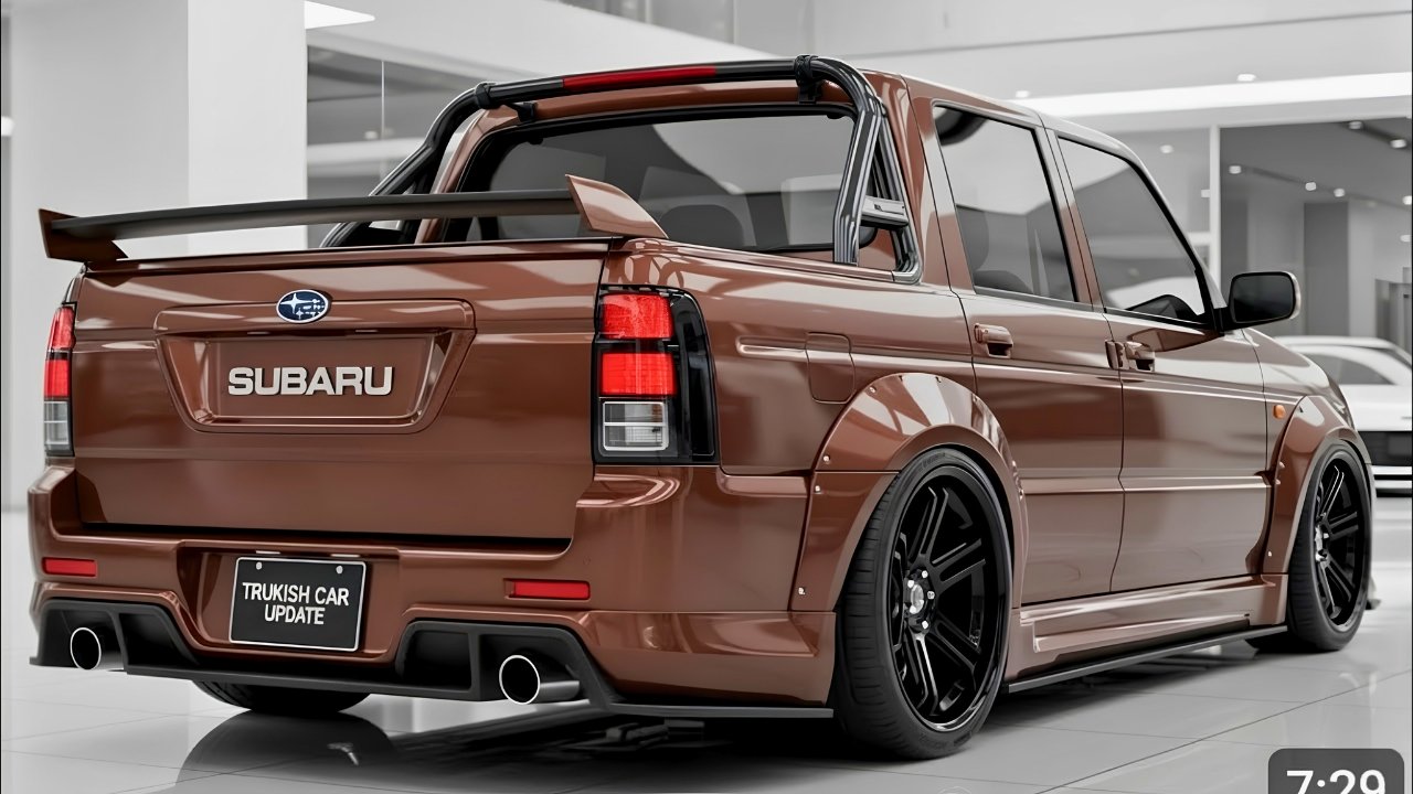 Custom Subaru Pickup: Bold Widebody Design with Rear Spoiler and Aggressive Style